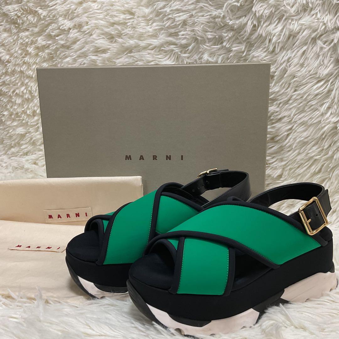 MARNI マルニ クロス ウエッジサンダル スポーツサンダル 厚底 グリーン