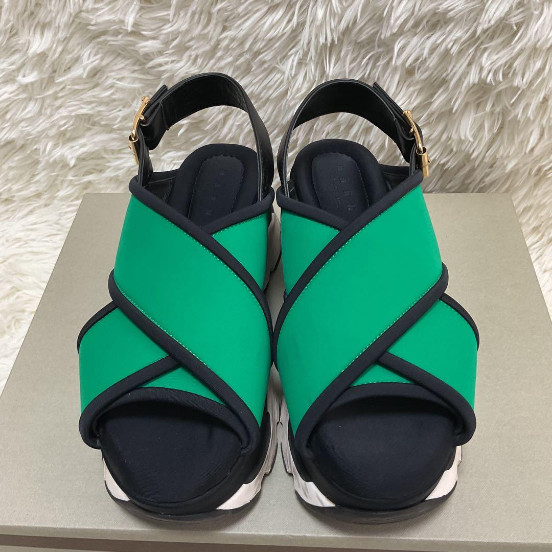 MARNI マルニ クロス ウエッジサンダル スポーツサンダル 厚底 グリーン