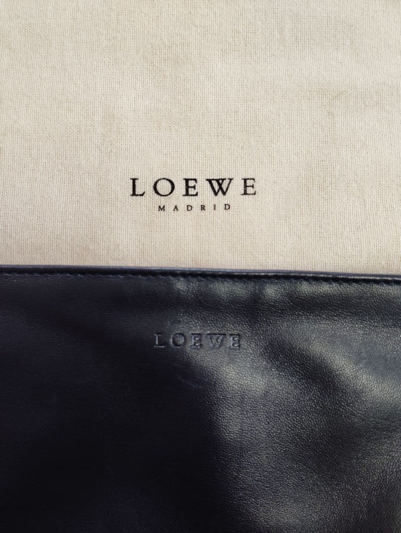LOEWE クラッチバッグ 黒 レザー・ファー
