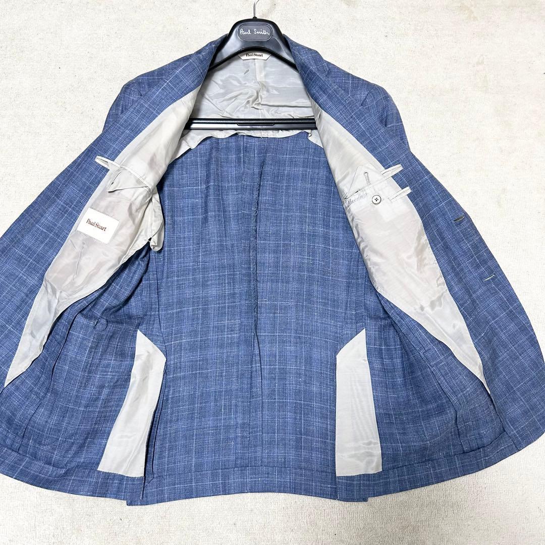 美品　ポールスチュアート　テーラードジャケット　アンコンジャケット　リネンシルク