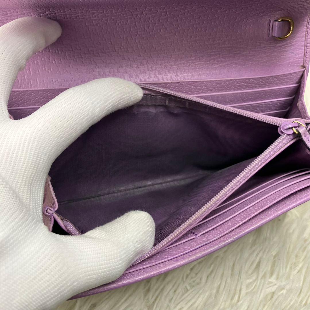 激レア美品✨グッチ◇限定品フローラショルダーチェーン長財布　パープルゴールド金具