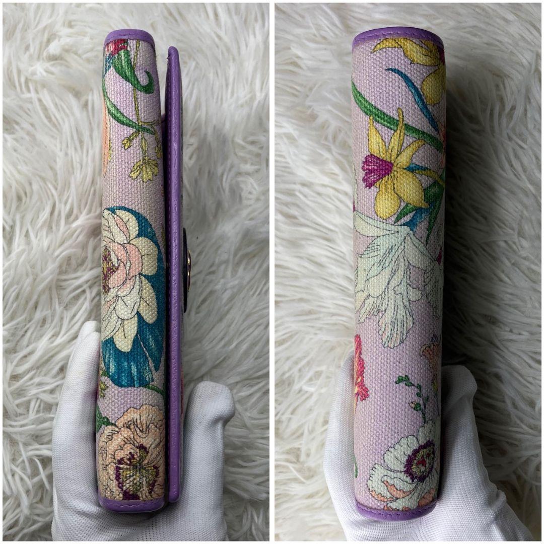 激レア美品✨グッチ◇限定品フローラショルダーチェーン長財布　パープルゴールド金具