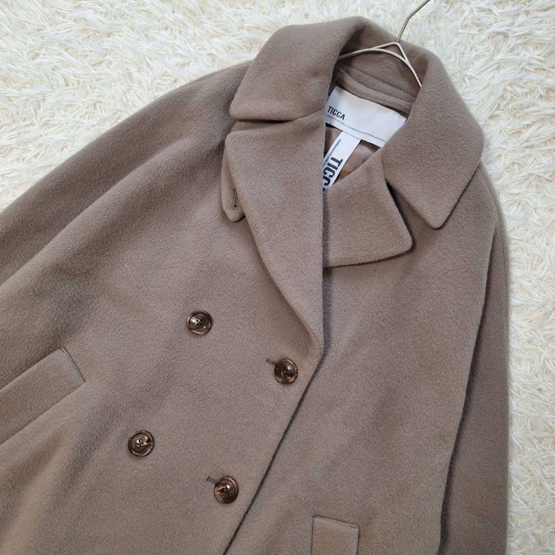 美品✨ティッカ 定価6.4万 近年テントコート ダブルブレスト トープ