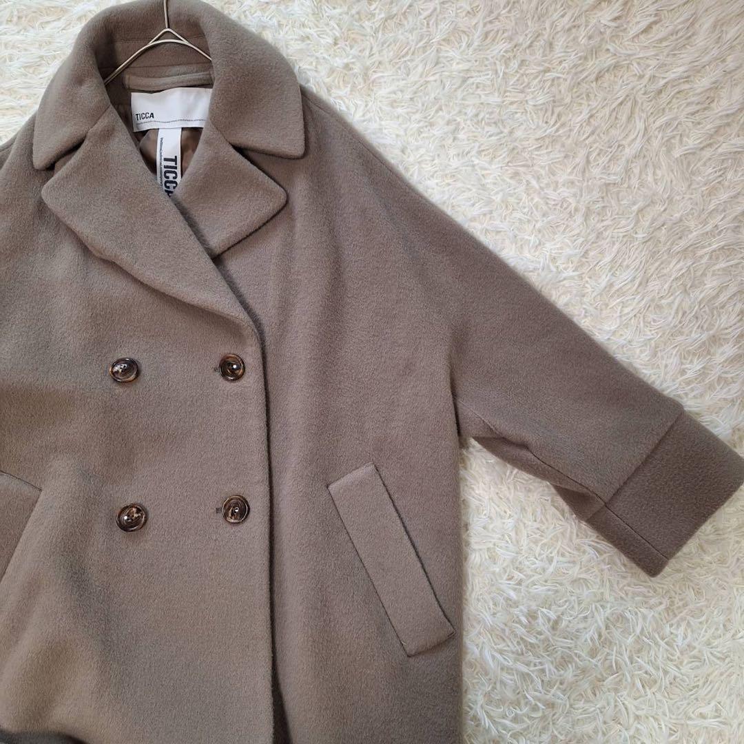 美品✨ティッカ 定価6.4万 近年テントコート ダブルブレスト トープ