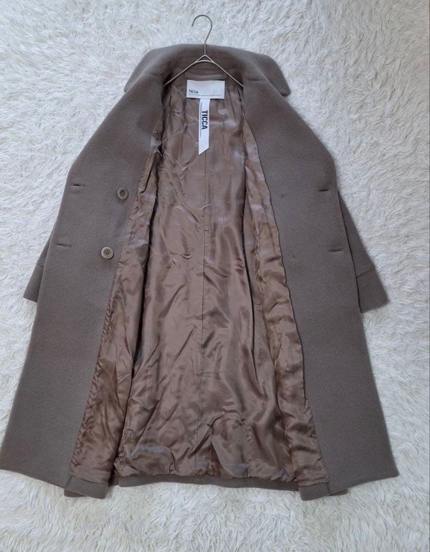 美品✨ティッカ 定価6.4万 近年テントコート ダブルブレスト トープ