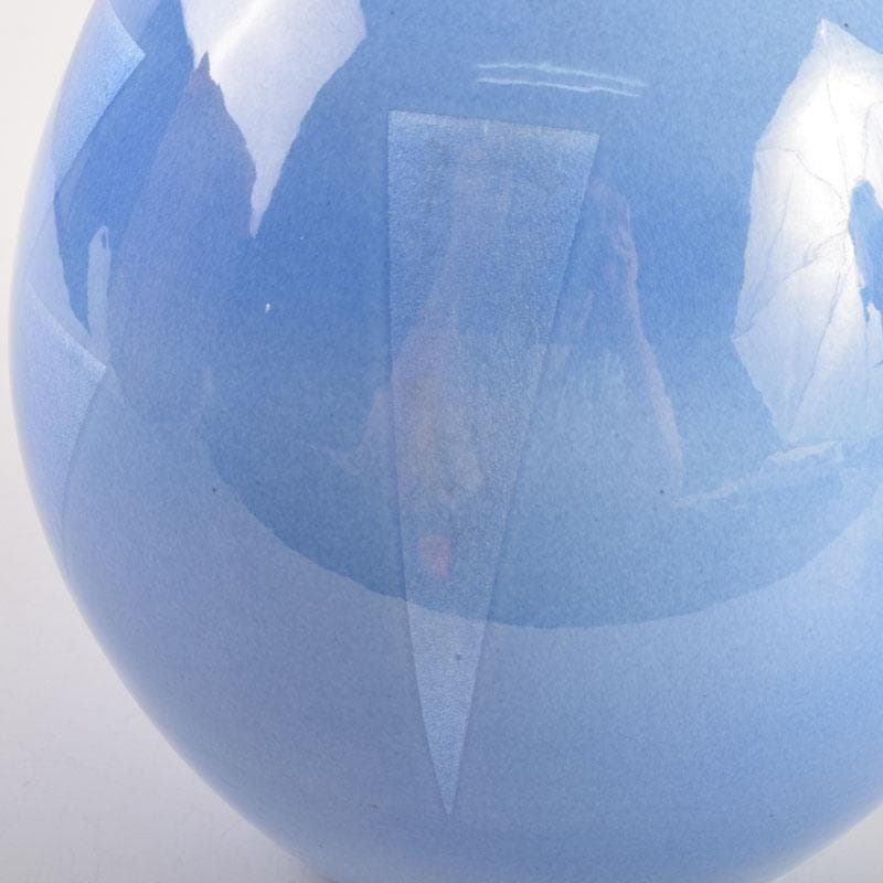 九谷焼　中田一於作　淡青釉裏銀彩　花瓶　壷　共箱　V　8934