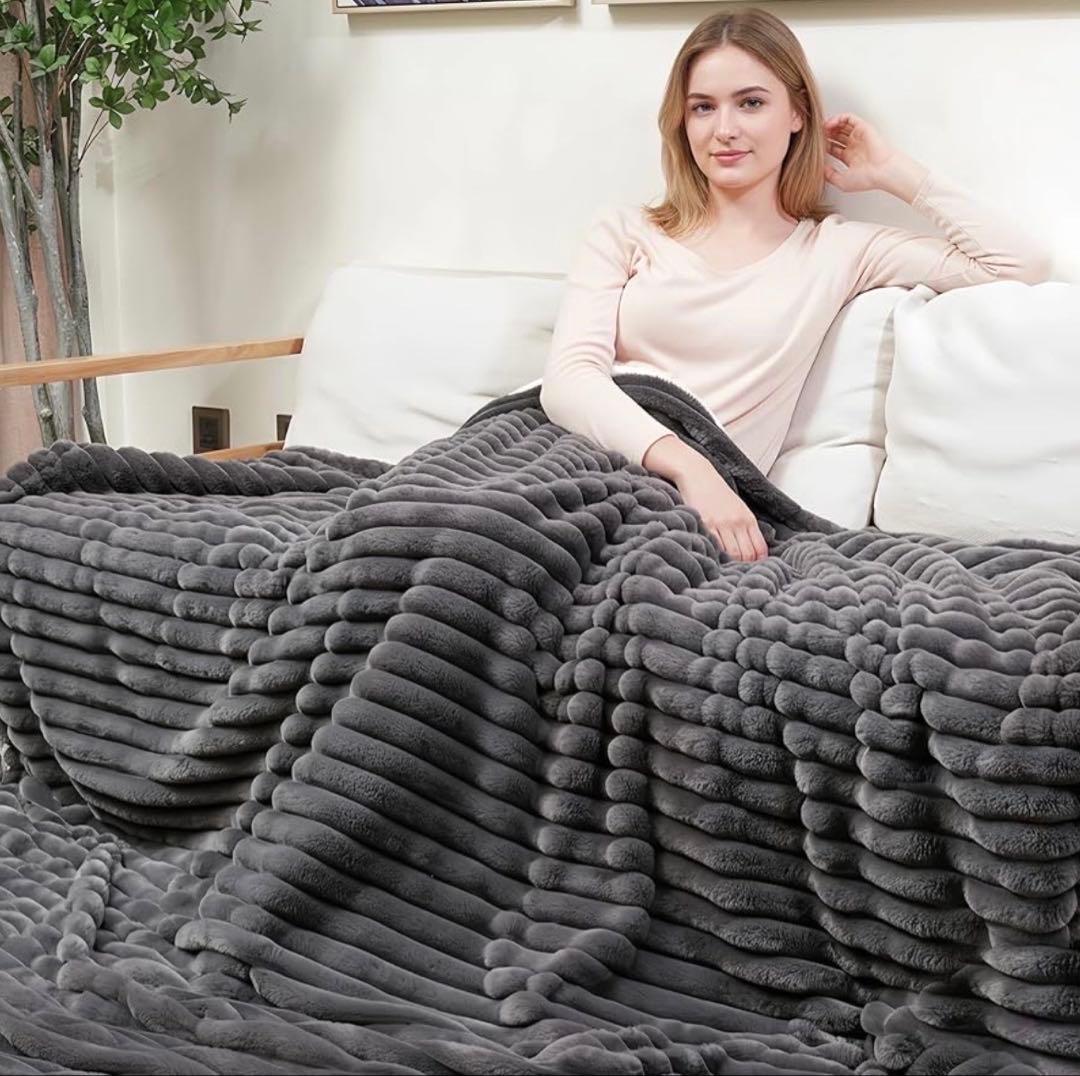 2個セット✨ 電気毛布 グレー 大判 190×130cm ラビットファー調 新品