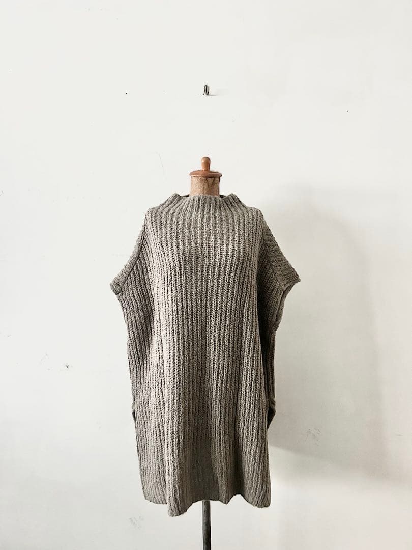 【未使用】evameva　alpaca wool aze vest　モカグレー