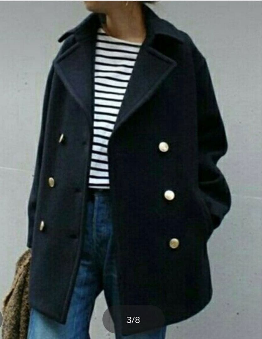 FRAMeWORK ネイビー ダブルブレスト ピーコート