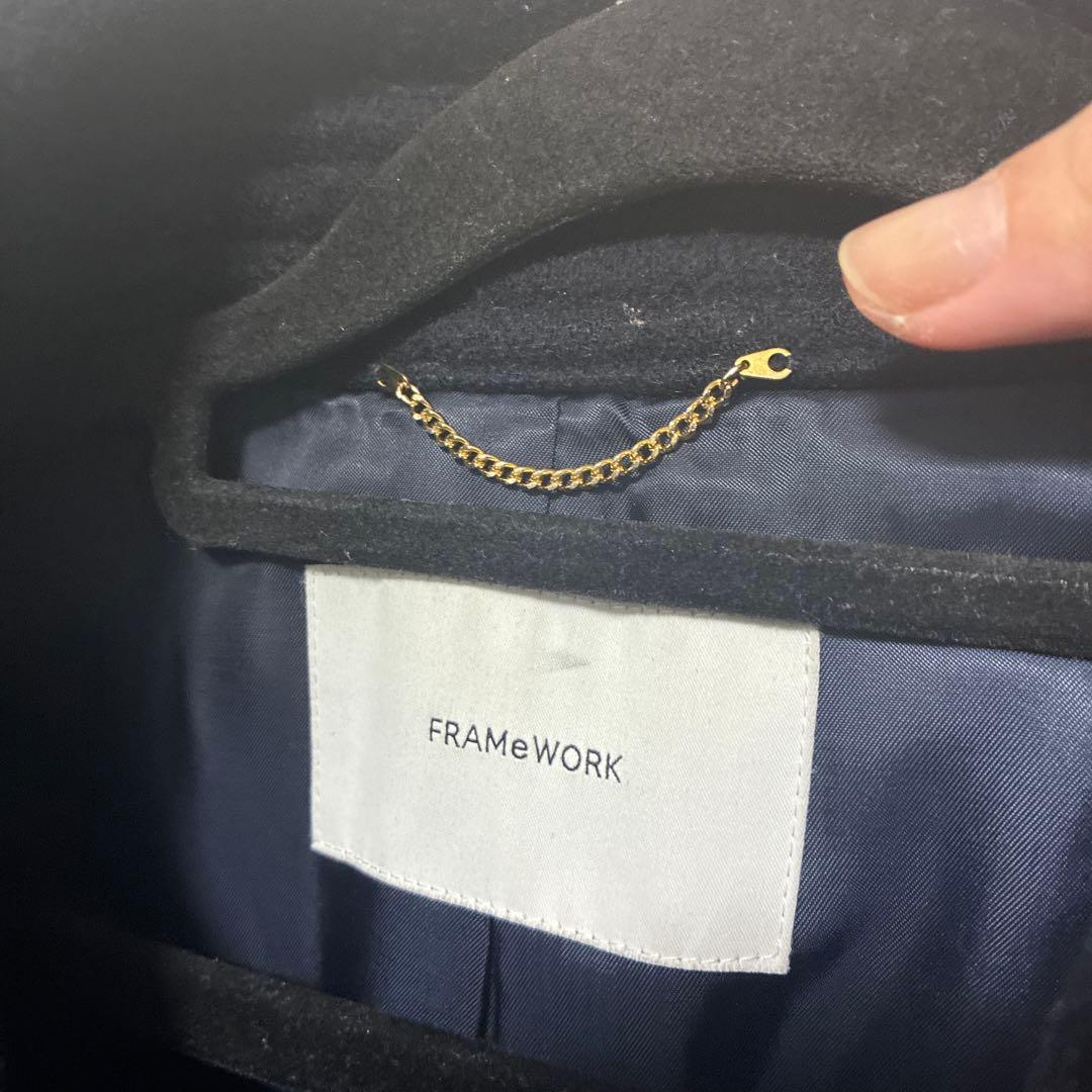 FRAMeWORK ネイビー ダブルブレスト ピーコート