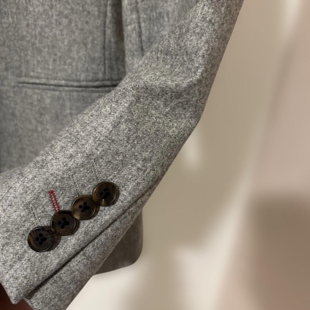 美品細身グレー イタリア製生地フルオーダースーツ ジャケット パンツ ベスト