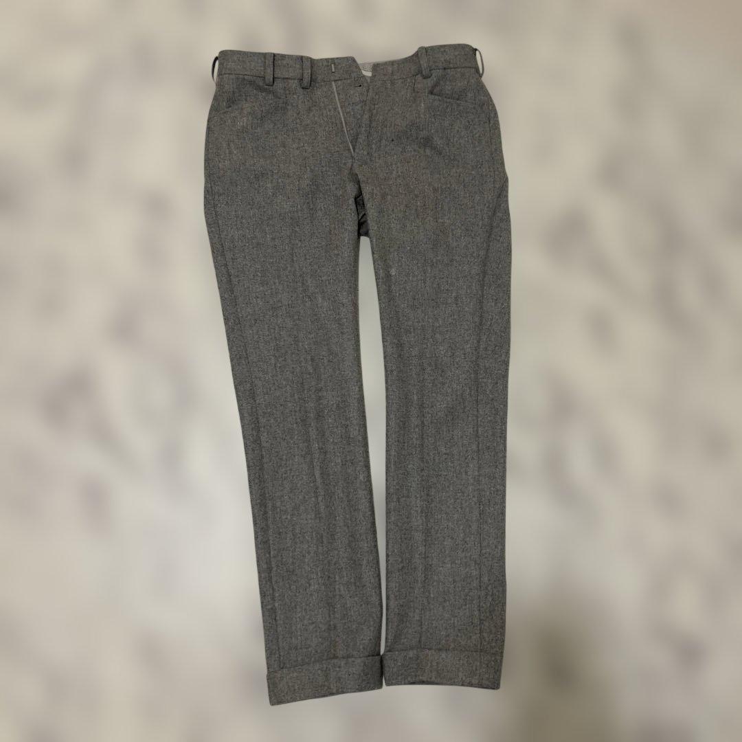 美品細身グレー イタリア製生地フルオーダースーツ ジャケット パンツ ベスト