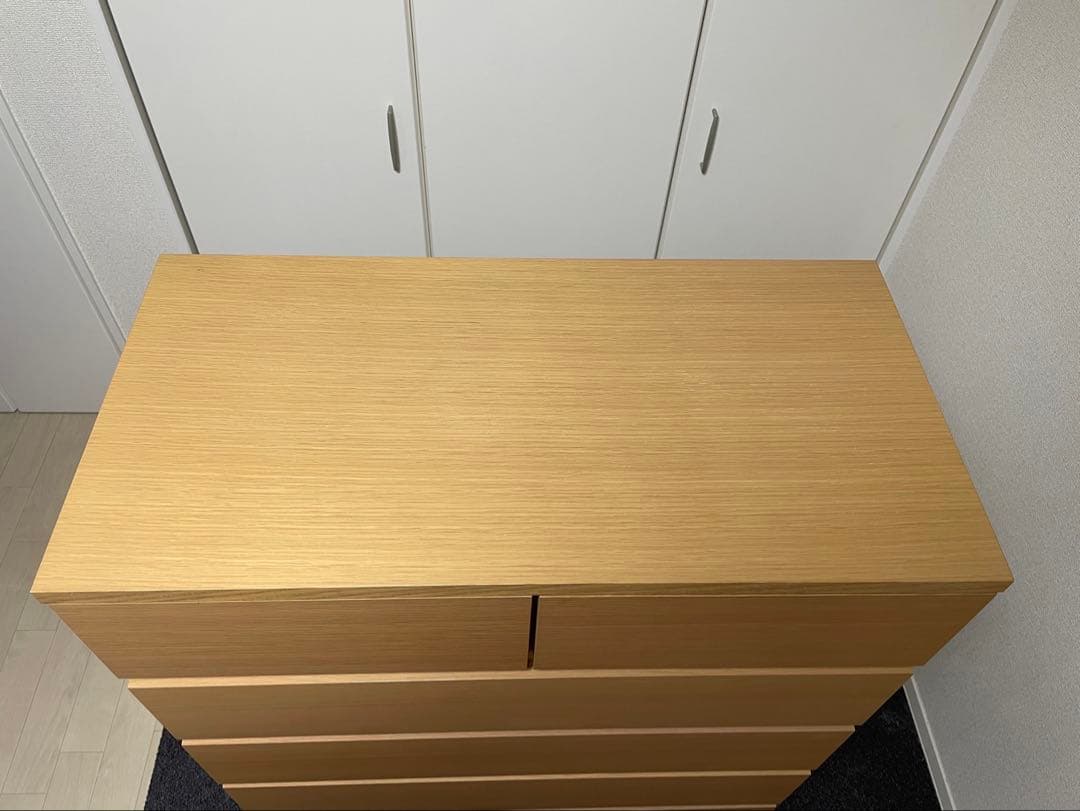 無印良品　オーク材チェスト6段ワイド　廃盤　幅800 mm ①