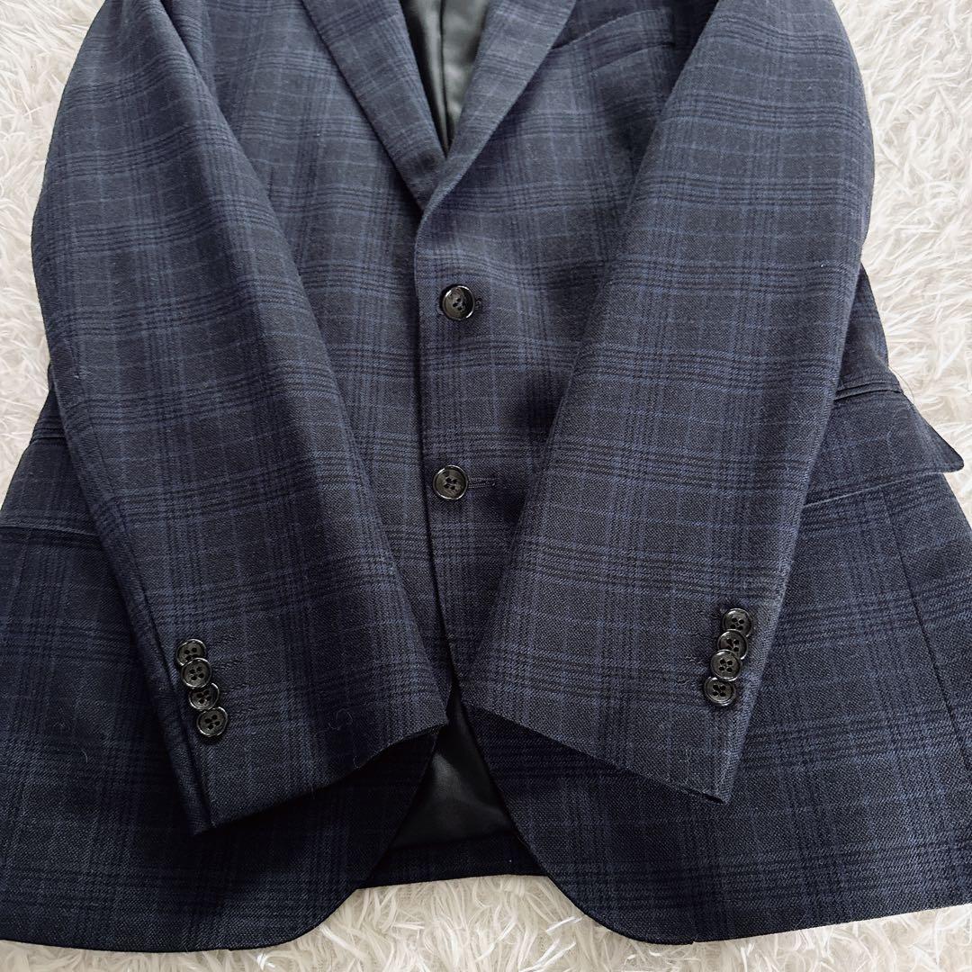 【SIMPLICITE PLUS】スーツ 3ピース ネイビー チェック 48