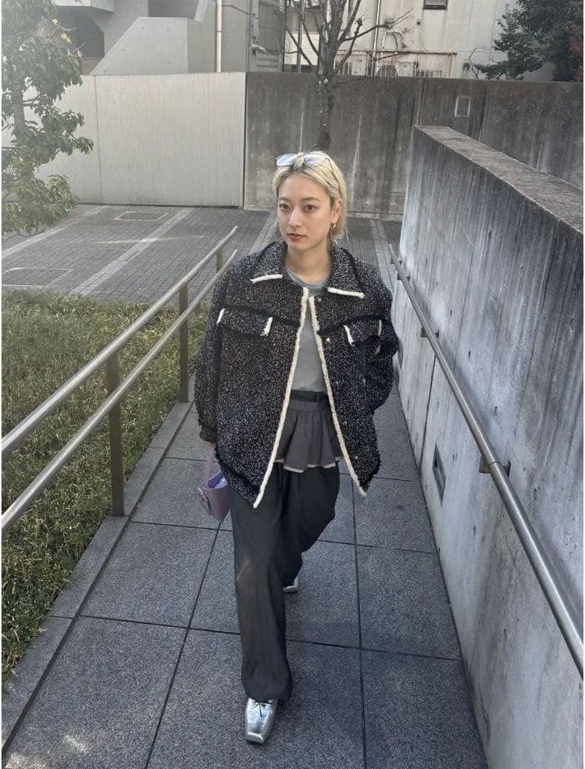 ameri OTONA MUSE FRINGE TWEED ジャケット