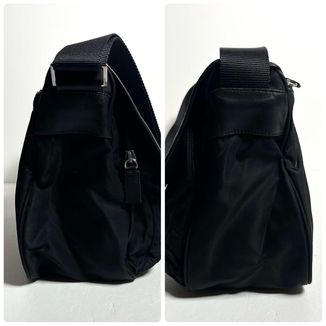 【美品】プラダ メッセンジャーバッグ クロスボディ テスートナイロン × レザー