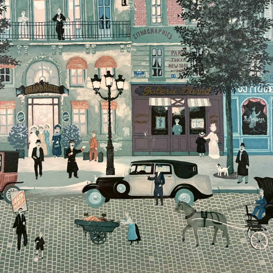 ミッシェル・ドラクロワ「グランドホテル」リトグラフ 大作 直筆サイン入 人気作家