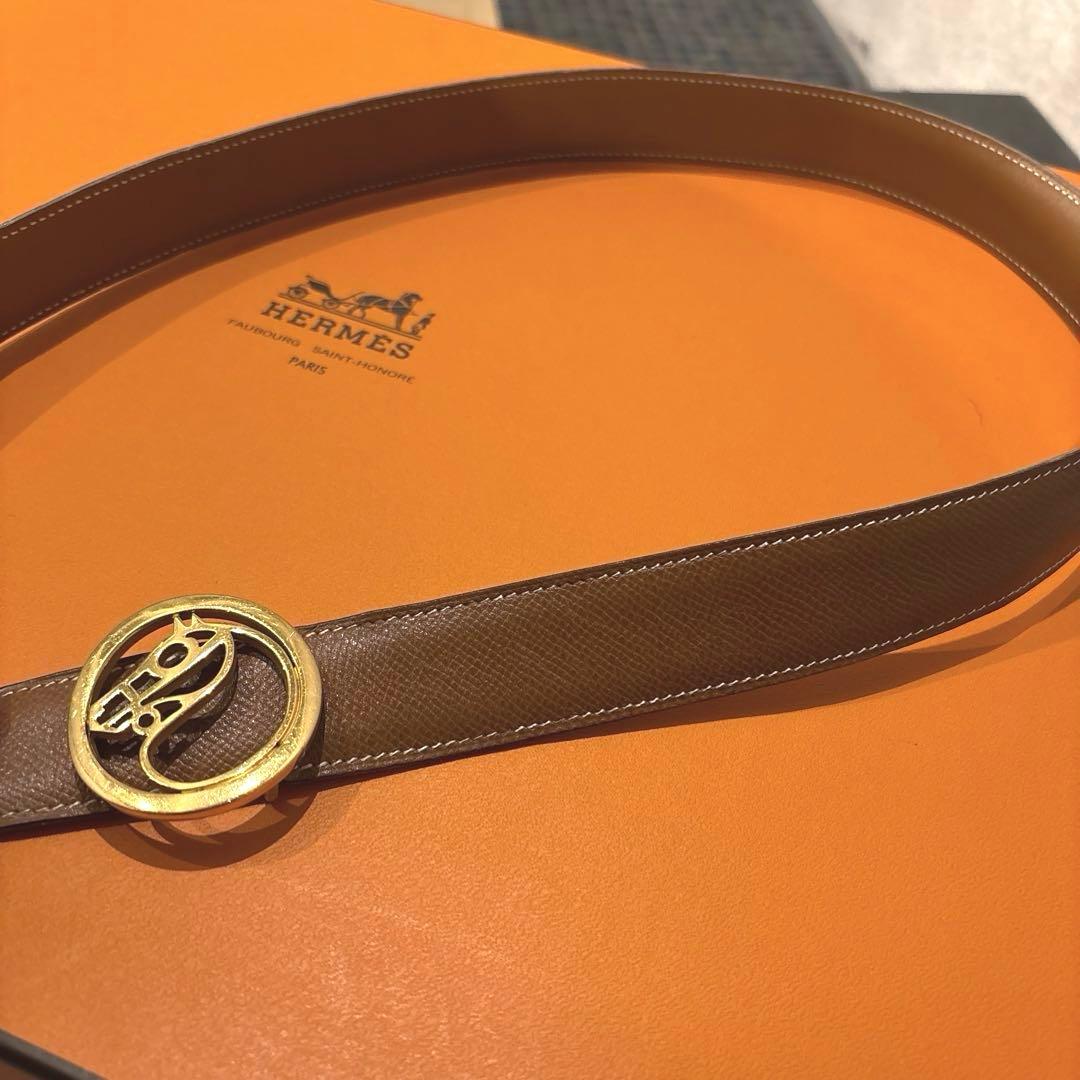 HERMES ホースバックル　ベルト　リバーシブル　ヴィンテージ