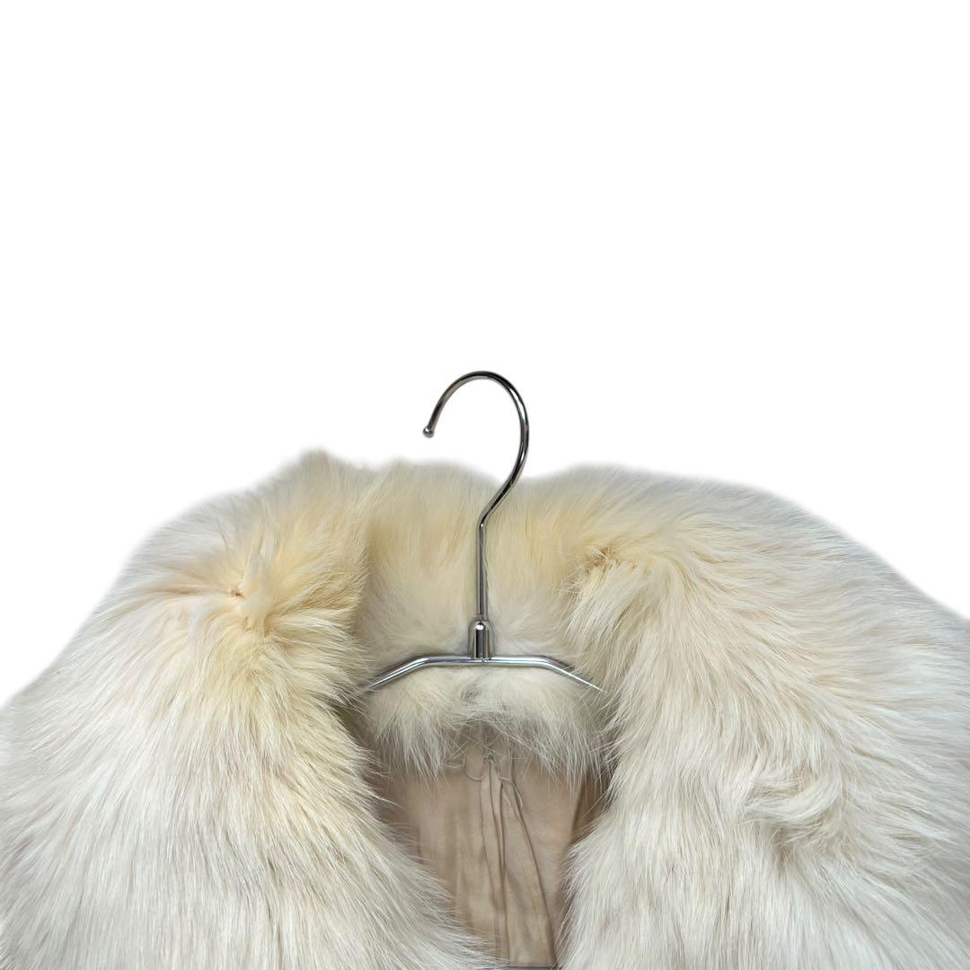 肉厚◎ 着丈80cm シャドーフォックス ファーコート 毛皮 白狐 XL相当