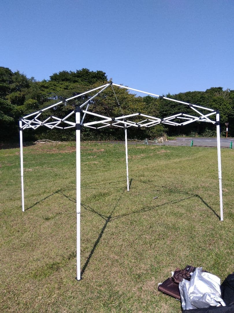 フィールドア折りたたみ式タープ 2.5m x 2.5m ブラウン　アルミ製