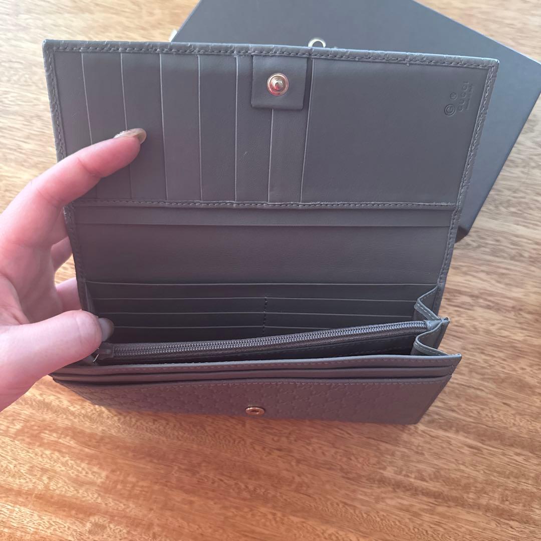 GUCCI GGパターン レザー長財布 グレー