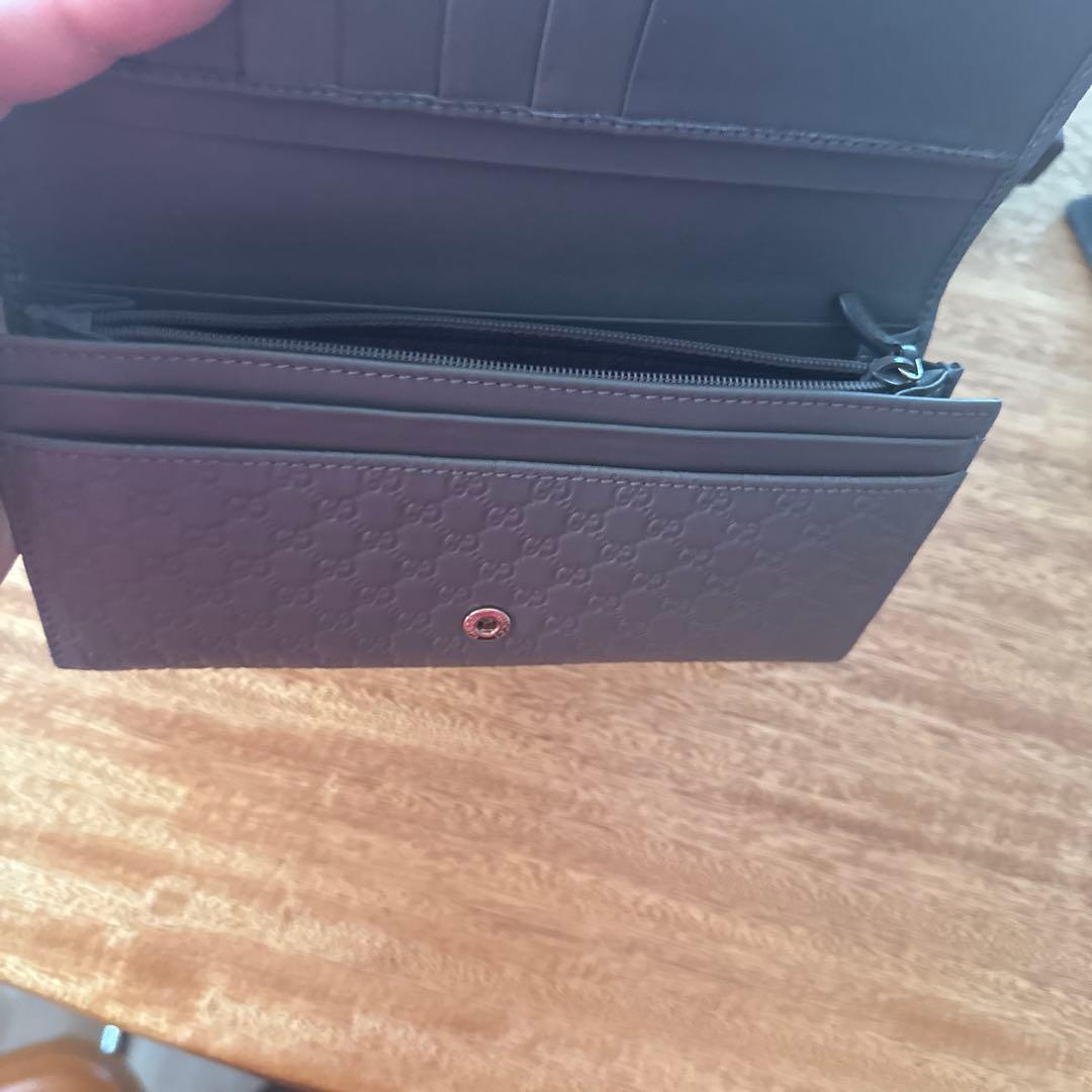 GUCCI GGパターン レザー長財布 グレー
