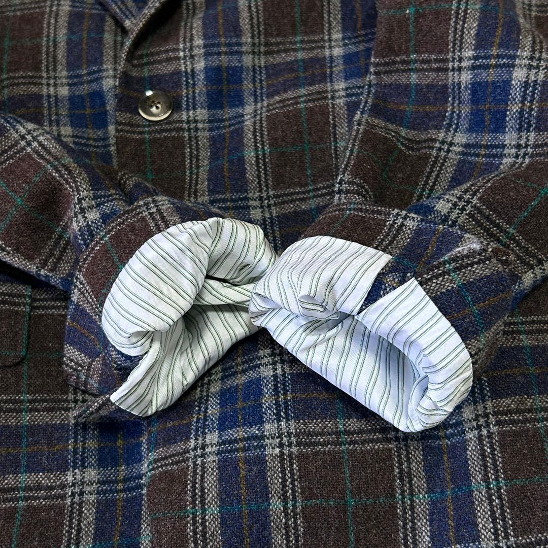 美品エルビーエム ルビアム ツイード ウール チェック テーラードジャケット48