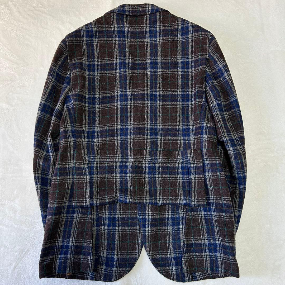 美品エルビーエム ルビアム ツイード ウール チェック テーラードジャケット48