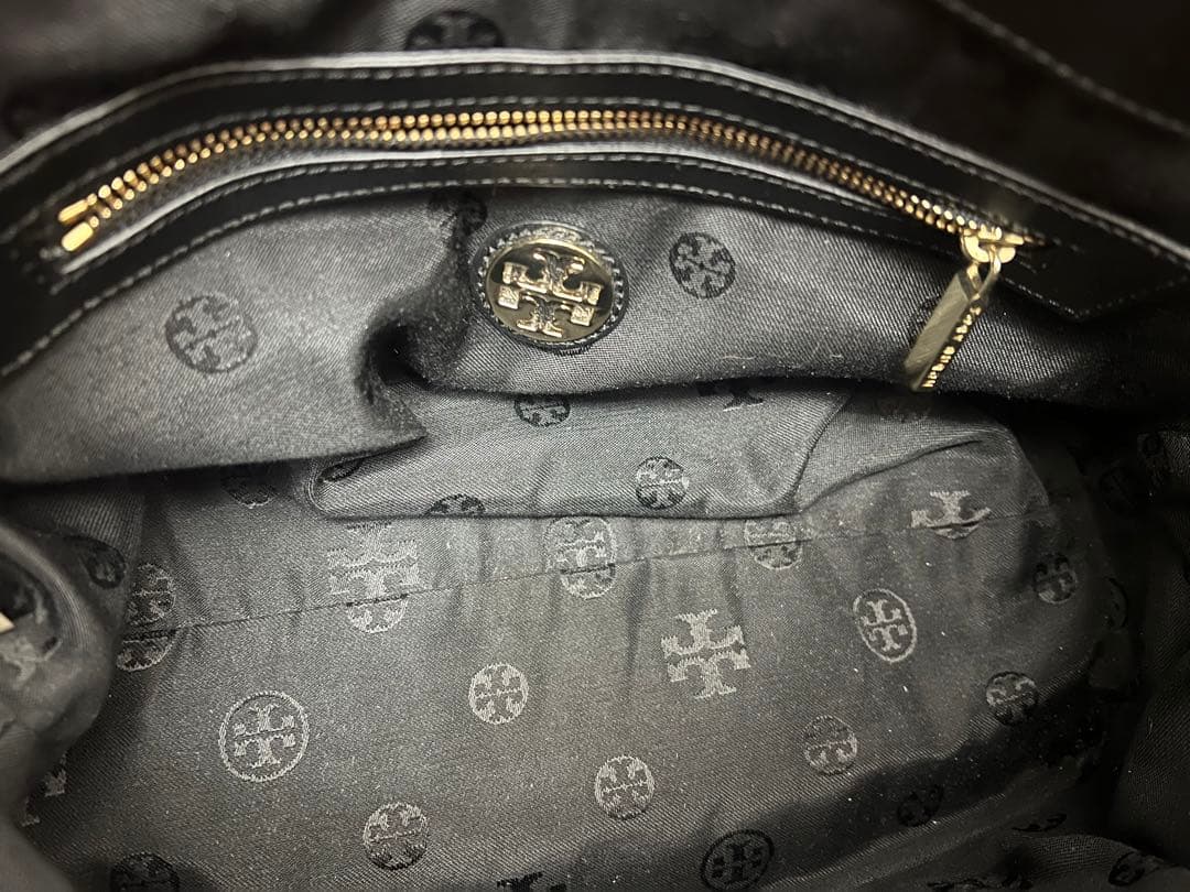 Tory Burchトリーバーチ ブラック レザー スエード ビジネスバッグ