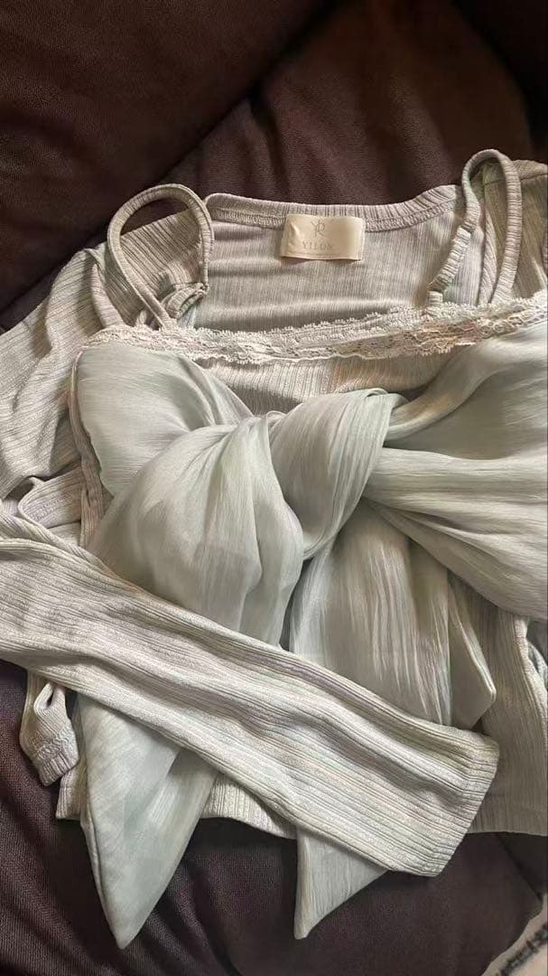 YILON RIBBON CAMI SET TOPS キャミ ミントグリーン