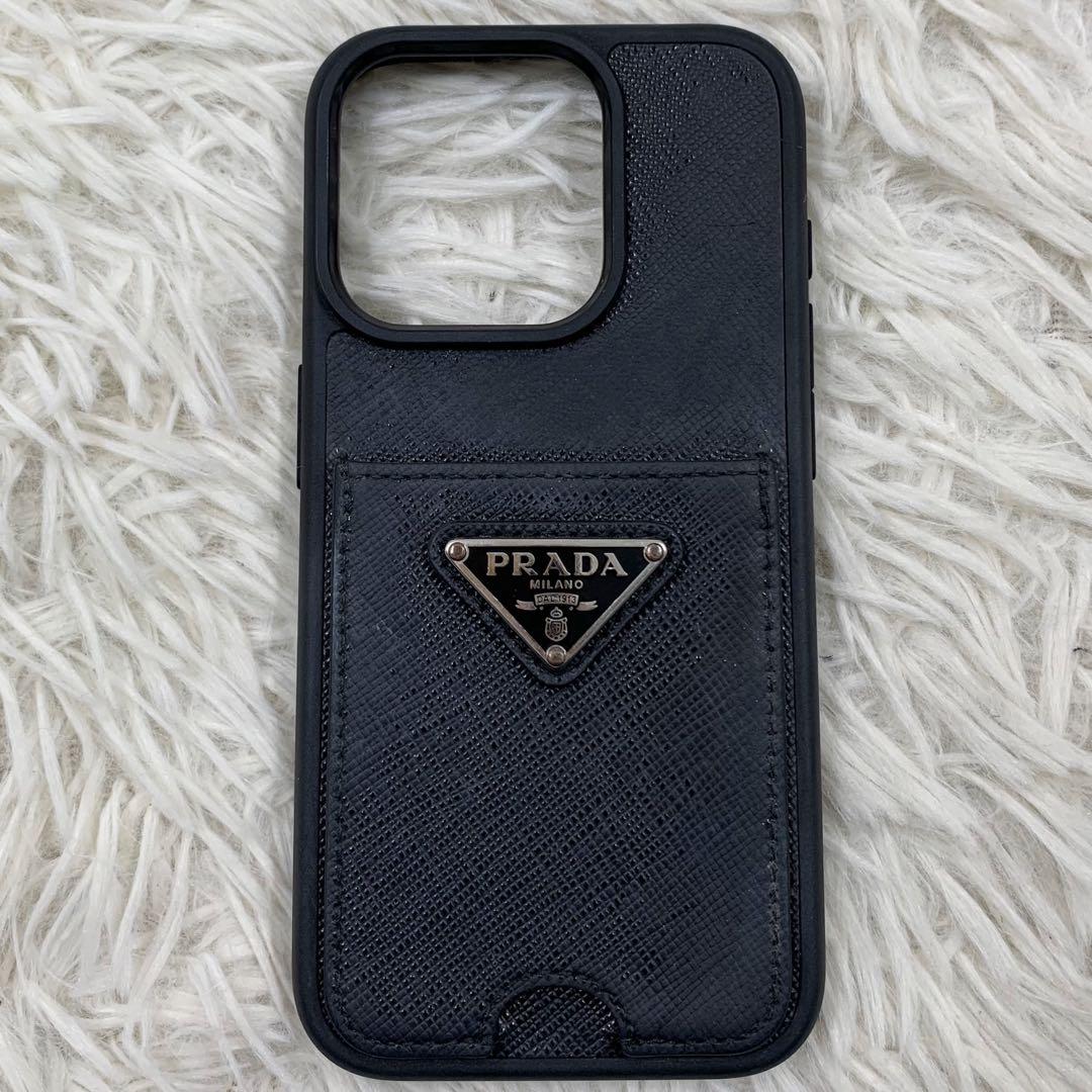 プラダ iPhone15pro ケース 三角ロゴ ブラック RFID 付属品完備