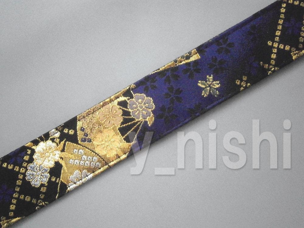 カメラストラップ 和柄 扇柄 黒/青 カメラ用ネックストラップ