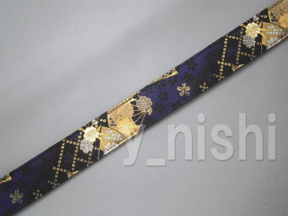 カメラストラップ 和柄 扇柄 黒/青 カメラ用ネックストラップ