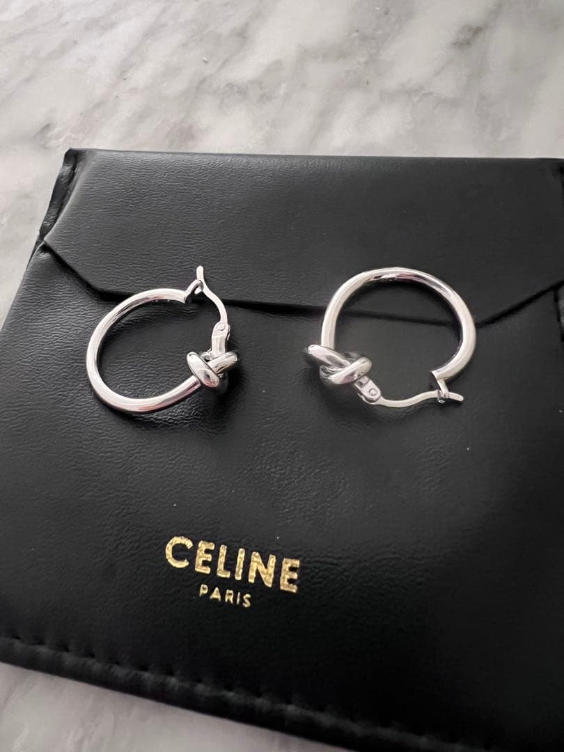 B*D様 CELINE シルバー ノットデザイン フープピアス