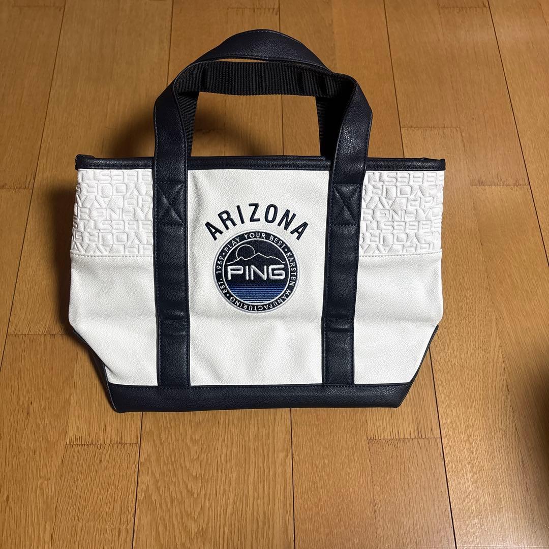 PING カジュアルラウンドトート ホワイト/ネイビー