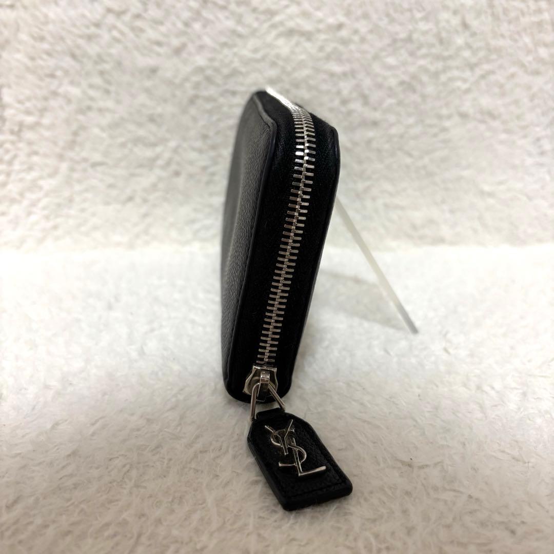 SAINT LAURENT ラウンドファスナー YSLロゴ金具 長財布 ブラック