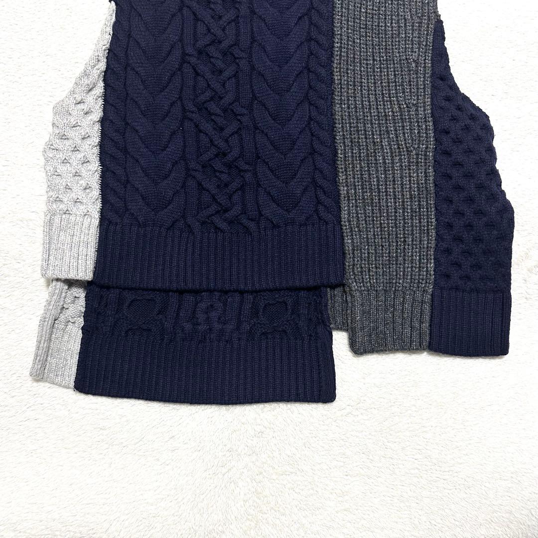 nagonstans アシンメトリー ケーブル ニット ベスト M ネイビー