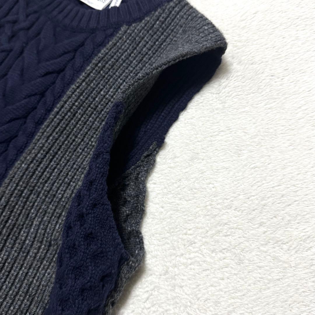 nagonstans アシンメトリー ケーブル ニット ベスト M ネイビー