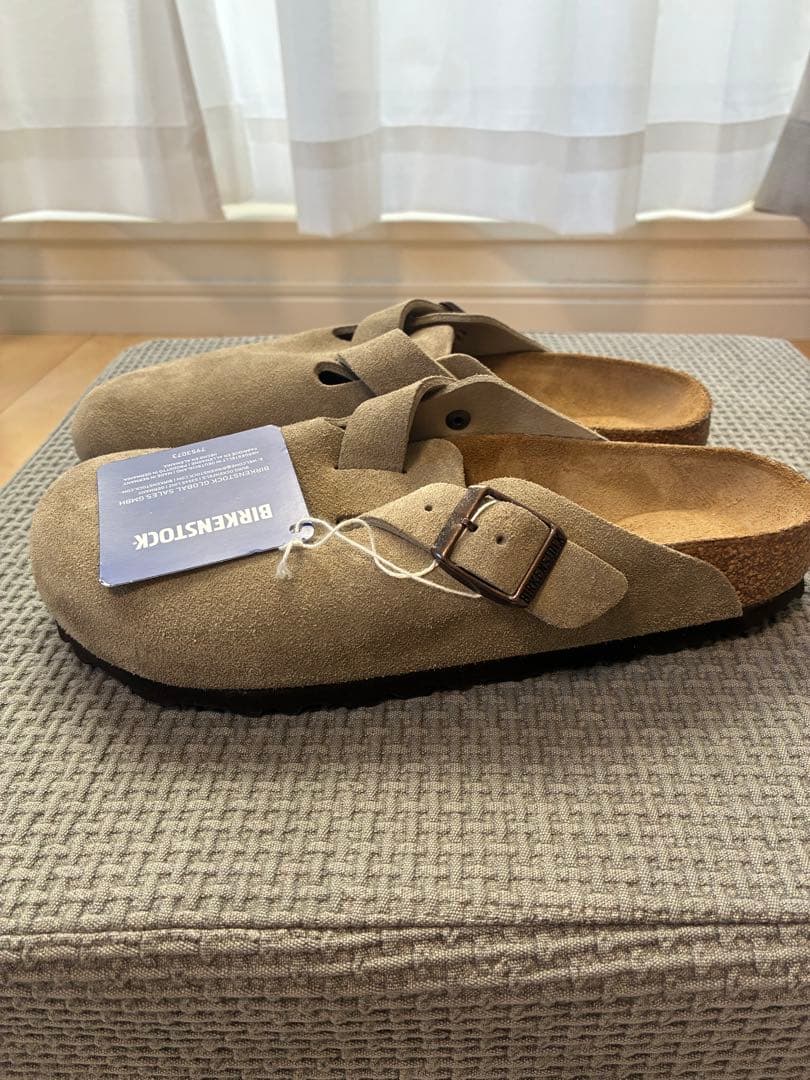 ベージュ スエード バックストラップ サボ