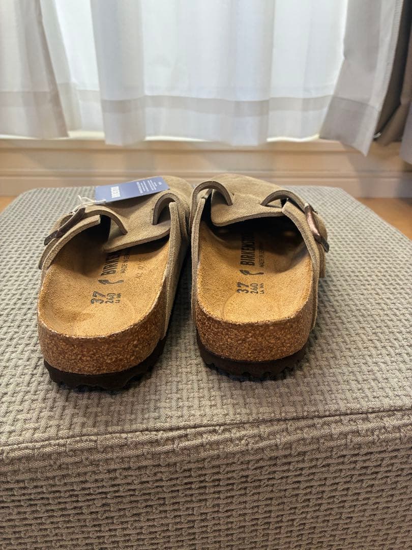 ベージュ スエード バックストラップ サボ