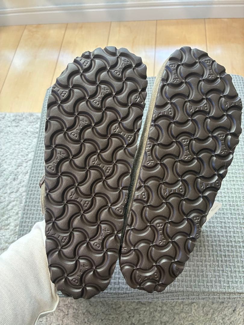 ベージュ スエード バックストラップ サボ