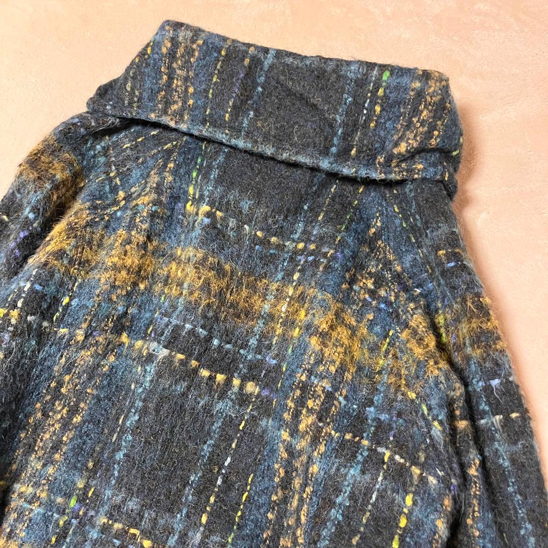 美品✨エイココンドウ　42 ウール　チェック　異素材　コート