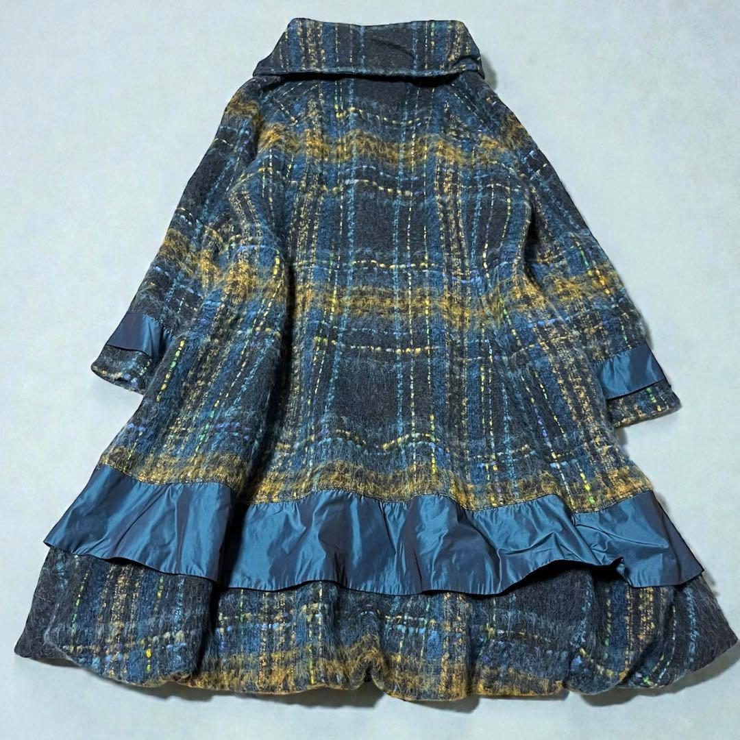 美品✨エイココンドウ　42 ウール　チェック　異素材　コート