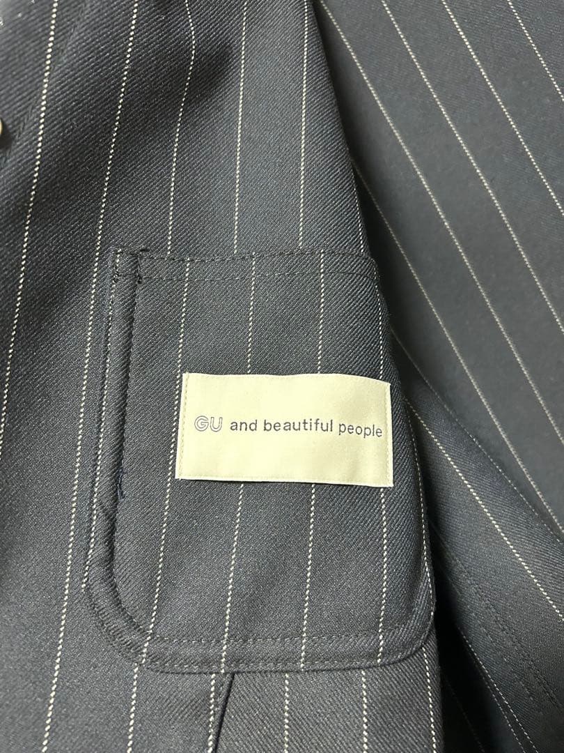 未使用beautiful people×GUセットアップ紺 ストライプ