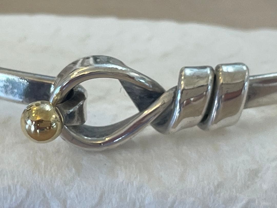 シルバー ゴールドボール バングル