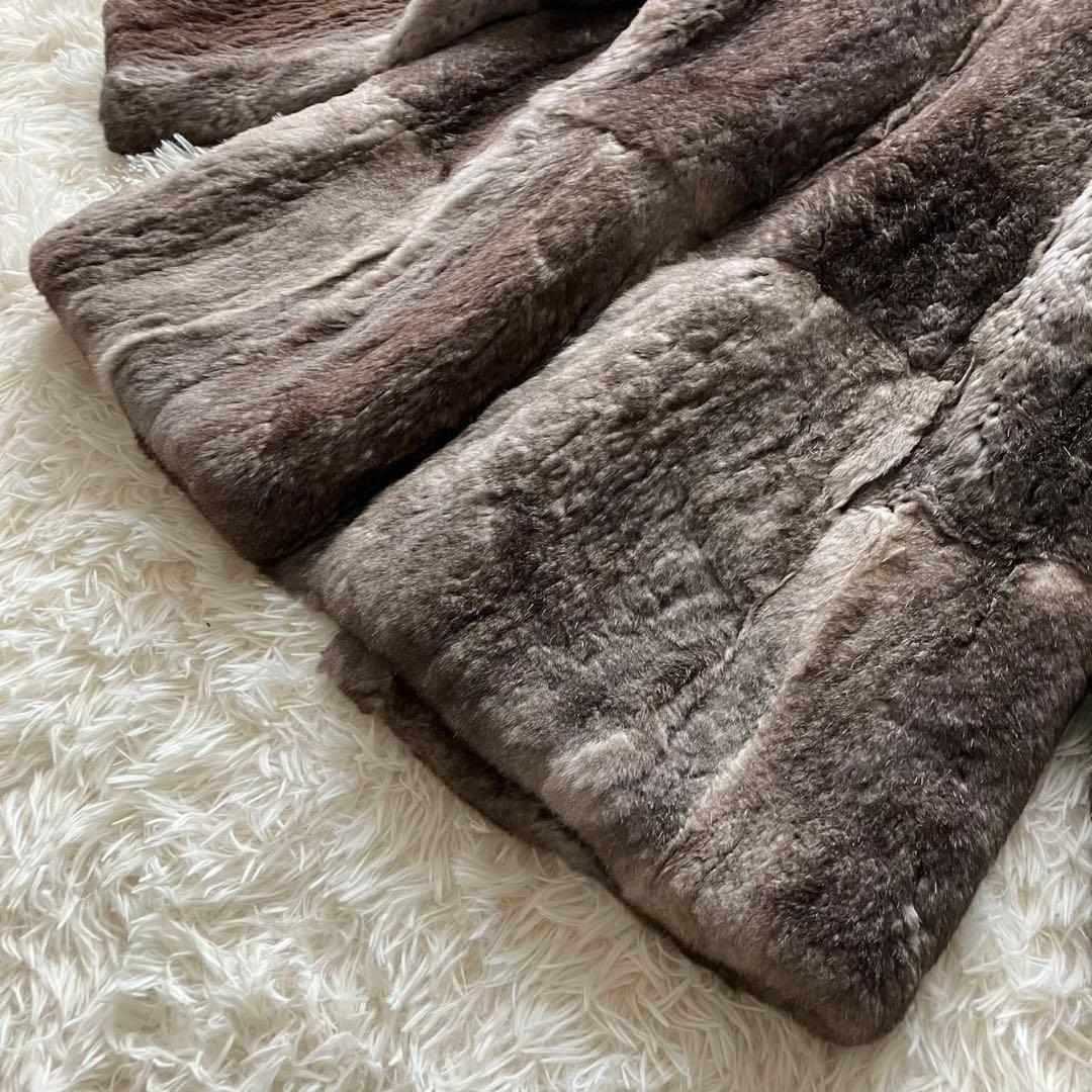 【美品】ミンク　フォックス　毛皮　高級毛皮 リアルファーコート グレージュ