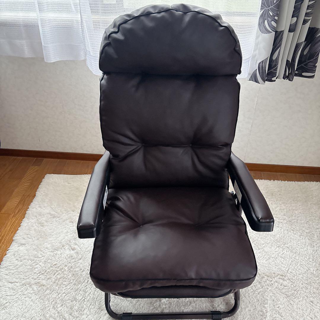 イタリア製】折り畳み　可能　リクライニングチェア　ワインレッド　レザー