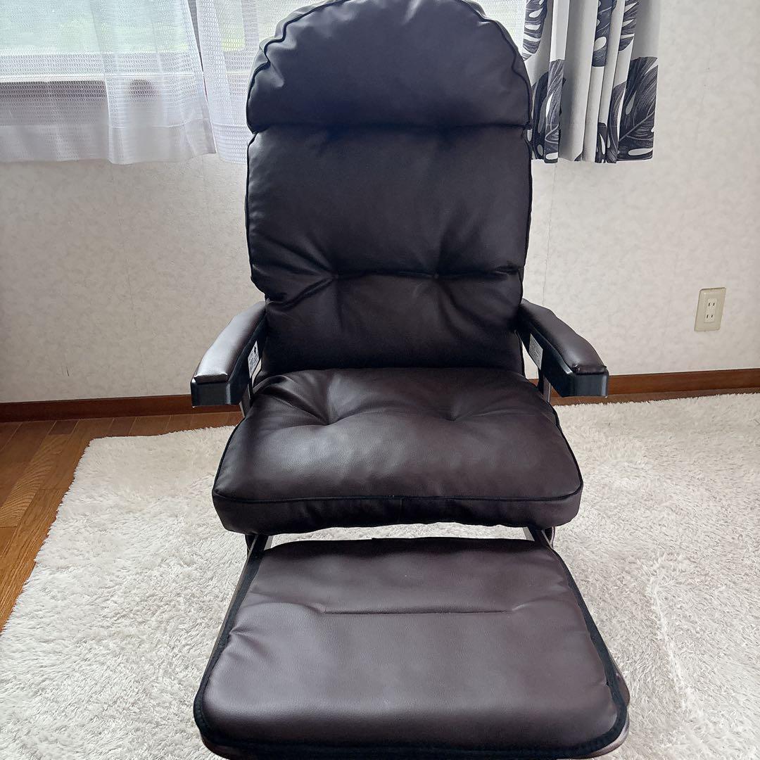 イタリア製】折り畳み　可能　リクライニングチェア　ワインレッド　レザー