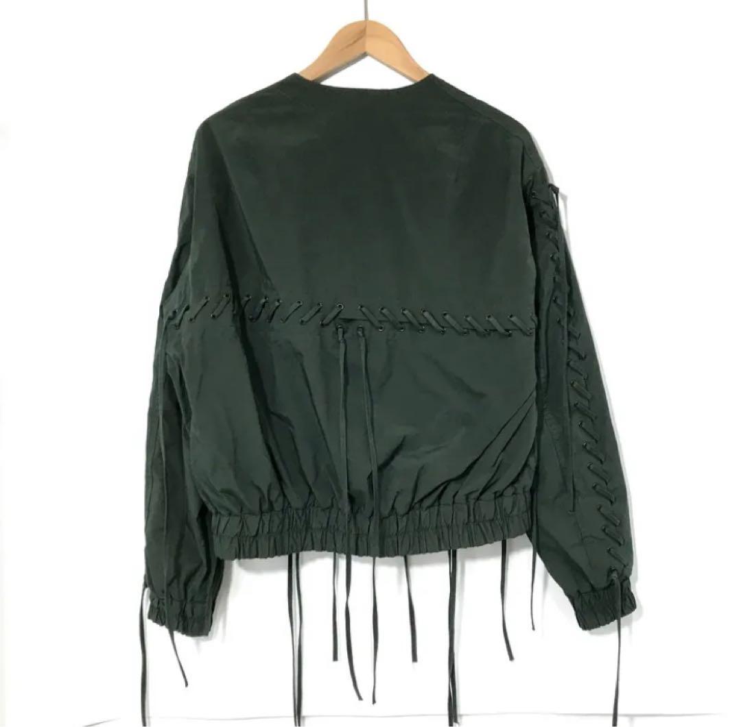 本日限定unused レースアップノーカラージャケット　4 XL アンユーズド