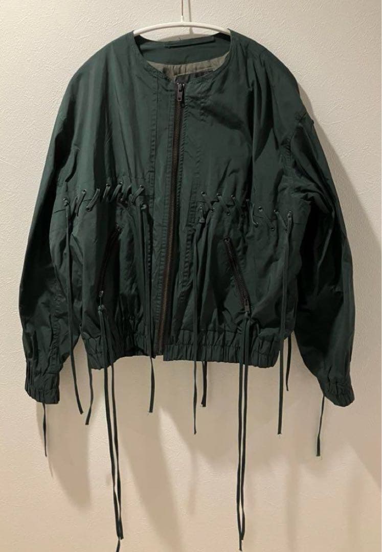 本日限定unused レースアップノーカラージャケット　4 XL アンユーズド